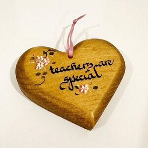 Vintage Wooden Cottage Country Chic Core Teacher Hand Painted Ornament Trinket